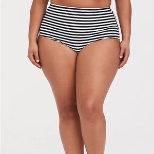 Torrid Black White Stripe Smooth Swim Bottom 3
